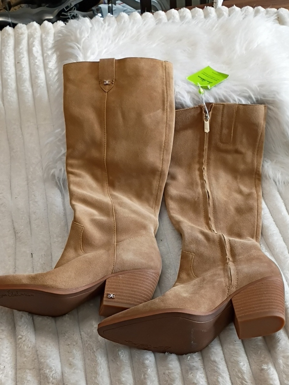 New Sam Edelman Woods Tan Suede Mid-Calf Western Boots - Size 8 - Picture 6 of 16
